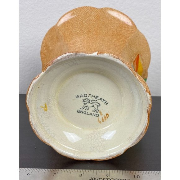 Hand Painted Wade Heath Vase Leaf design Art Deco 6" Tall England - Picture 7 of 7